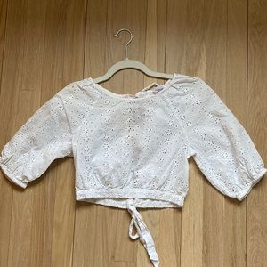 Oak + Fort White Eyelet Crop Top, XS